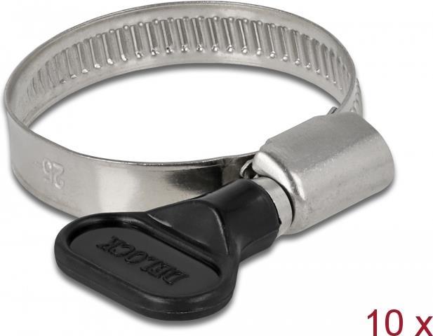 Delock - Schlauchschelle - geeignet für 25 - 40 mm Schlauch - Schwarz (Packung mit 10) (19447)