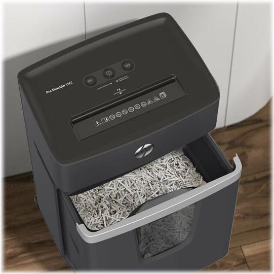 HP Pro Shredder 15CC Aktenvernichter Partikelschnitt 4 x 35 mm P-4 bis 15 Blatt Schwarz