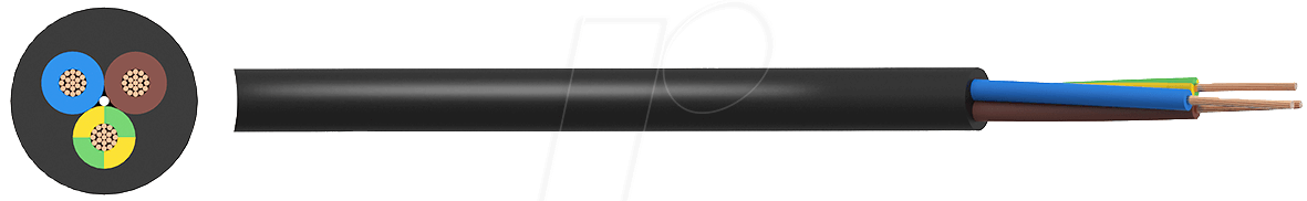 RND CABLE RND 475-00014 - Anschlussleitung H03VV-F, 3 x 0,5 mm, 100 m, schwarz (RND 475-00014)