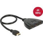 Delock HDMI UHD Switch 3 x HDMI in > 1 x HDMI out 4K mit integriertem Kabel 50 cm (18600)