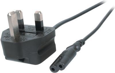 EFB-Elektronik Netzleitung UK BS1363A - C7 180°, schwarz, 1,8 m, 2 x 0,75 mm² Hersteller: EFB Elektronik (EK498.1,8)