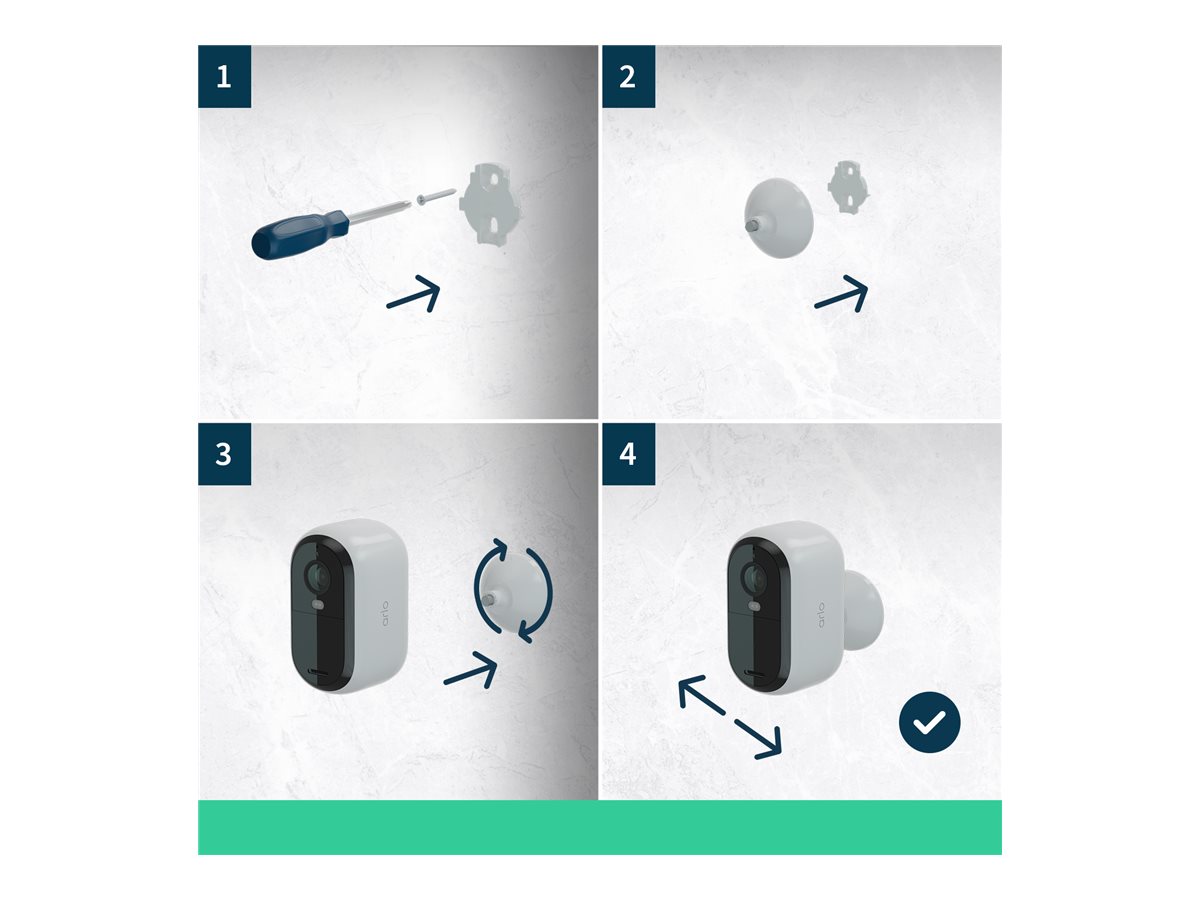 Arlo Essential 2. Generation 2K Netzwerkkamera 3er-Set mit Solarpanel Weiß