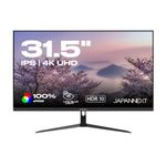JAPANNEXT 4K UHD Monitor 80 cm (31,5") 3840x2160 Pixel,IPS Panel, 5 ms, 60 Hz, AMD FreeSync, HDMI, DisplayPort (JN-IPS315UHDR)