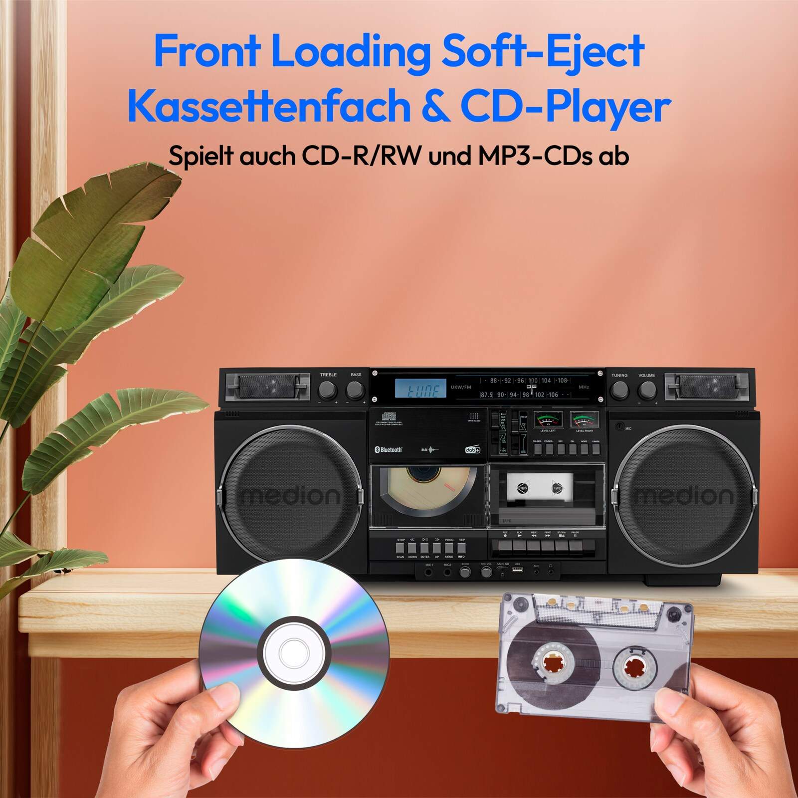 Medion LIFE P66538 Retro-Boombox Schwarz