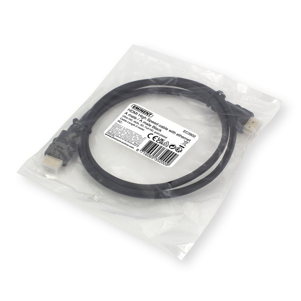 Ewent EC3902 HDMI-Kabel mit Ethernet 2 m 4K Schwarz