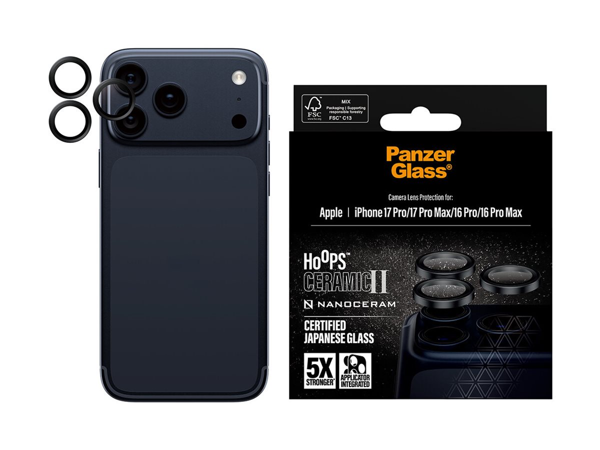 PanzerGlass Hoops Ceramic II Kameralinsen-Schutz für iPhone 17 Pro/Max/16 Pro/Max, Schwarz
