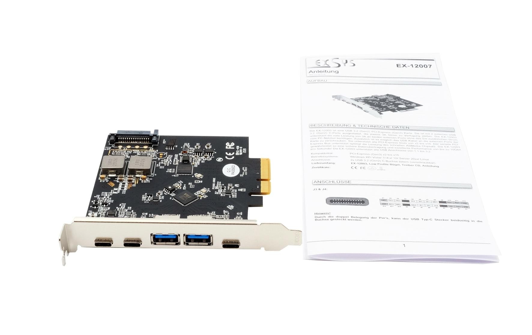 Exsys EX-12007 PCIe USB 3.2 Gen 2 Schnittstellenkarte