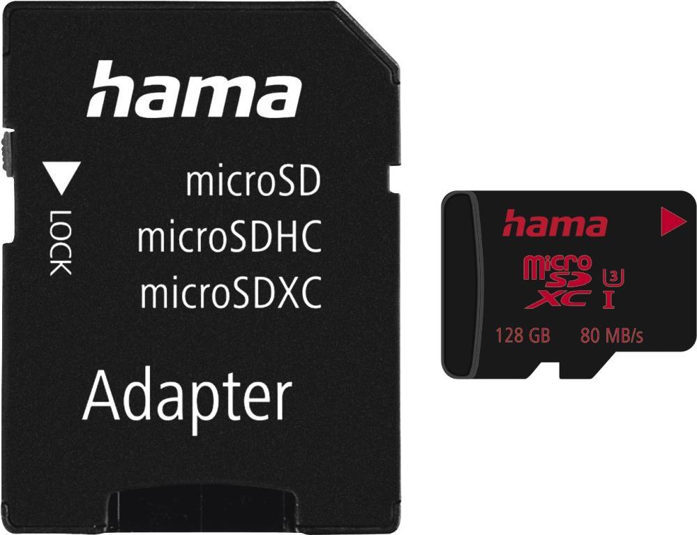 HAMA microSDXC 128GB UHS Speed Class 3 UHS-I 80MB/s + Adapter/Mobile