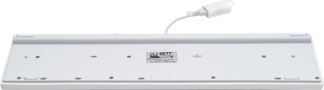 GETT GCQ CleanType Easy Protect USB Silikon Tastatur mit Kunststoffgehaeuse desinfizierbar wasserdicht IP68 weiss 105 Tasten (CH) (KG25238)