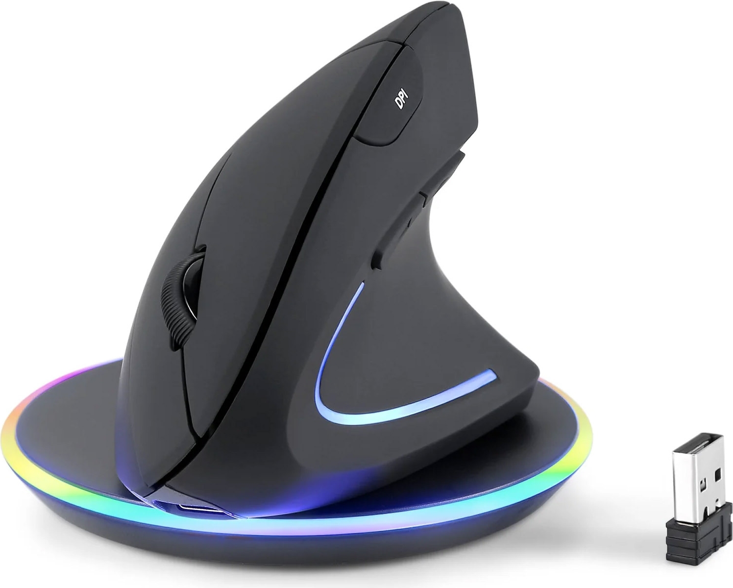 Perixx PERIMICE-713 RX Vertikale Ergonomie-Maus kabellos inkl. Ladepad (PERIMICE-713 RX)