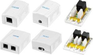 LogiLink Anschlussdose Kat.6A mit Aufputzbox, 1x RJ45, weiß ähnlich RAL 9003, Kat.6A Class EA Channel Link nach ISO/IEC - 1 Stück (NP0100)