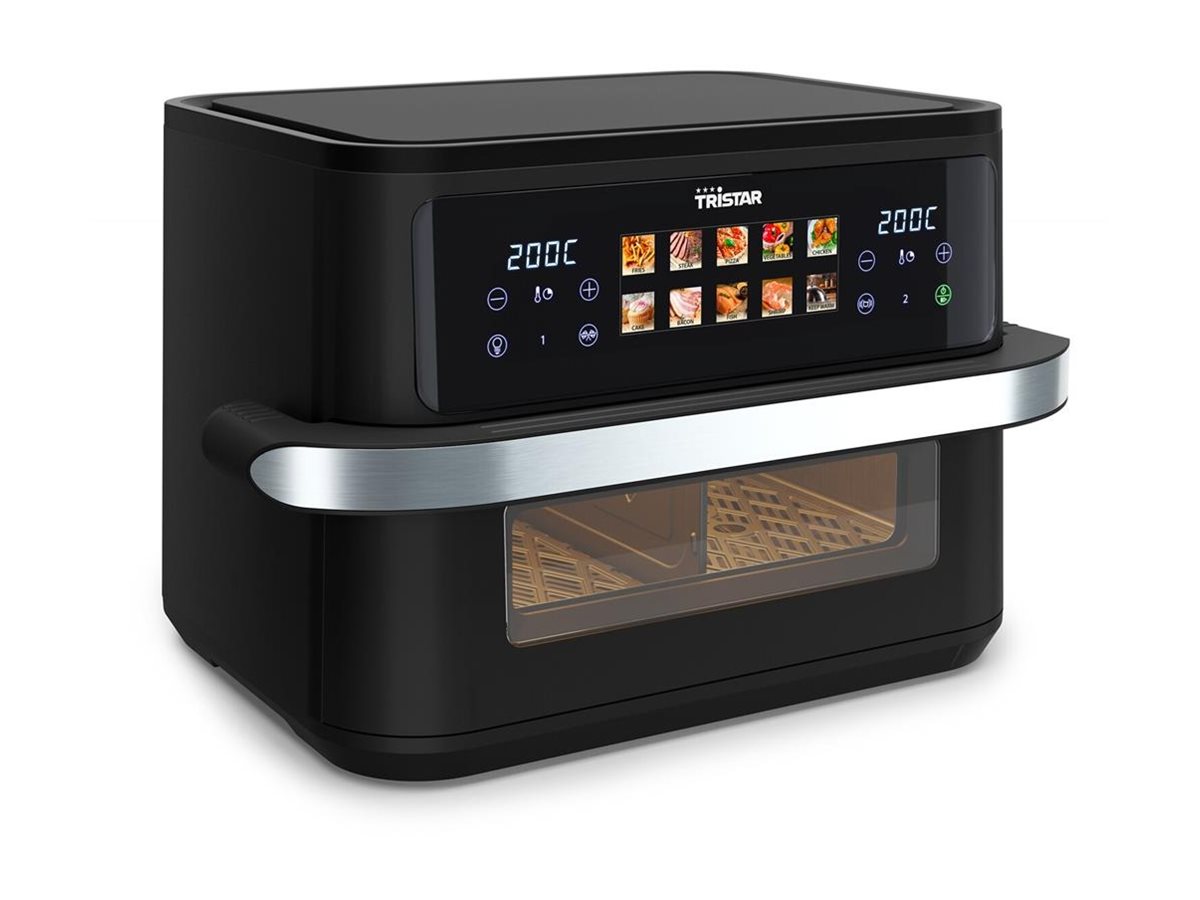 Tristar FR-9078 Doppelte Heißluft-Fritteuse 10 l 2800 W Schwarz, Edelstahl