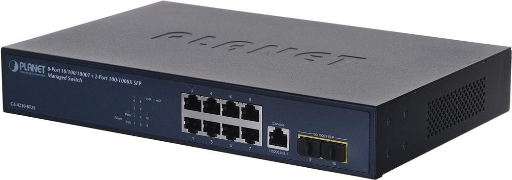 PLANET 10/100/1000T + 2-Port Managed L2/L4 Gigabit Ethernet (10/100/1000) 1U Blau (GS-4210-8T2S)