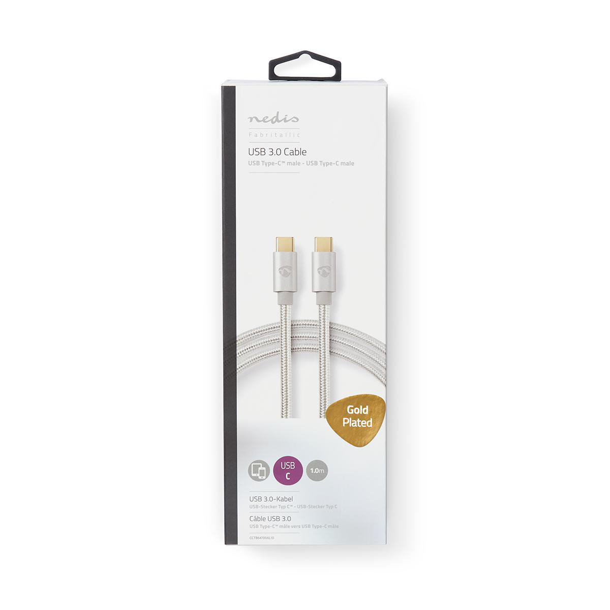 Nedis CCTB64700AL10 USB-C Kabel 1 m Aluminium