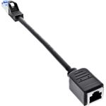 InLine® Patchkabel Verlängerung, RJ45 Protektor, S/FTP (PiMf), Cat.6A, halogenfrei, Kupfer, schwarz, 0,2m (76501X)