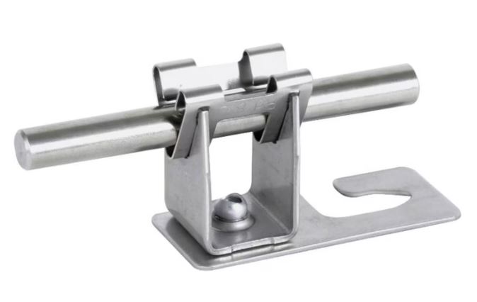 Dehn+Söhne Dachleitungshalter f.Wellplattendächer 206 339 Befestigungsart Leiter mit Clipschelle, Leiter-Durchmesser 8 ... 8mm, Anwendung Wellplattendach, Montageart schraubbar, Werkstoff des Halters rostfreier Stahl (V2A), Werkstoff des Trägers rostfreie (206339)