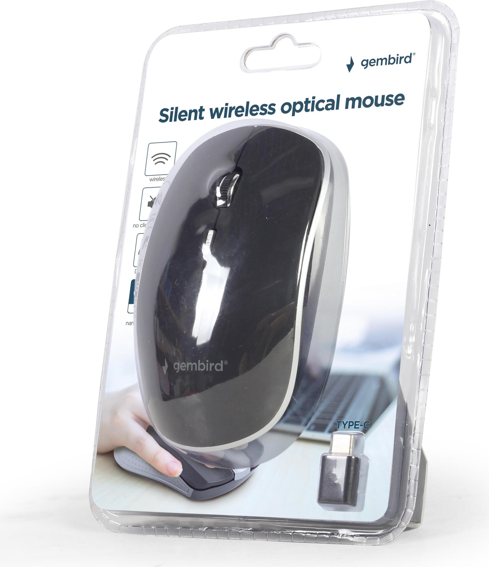Gembird MUSW-4BSC-01 Kabellose Maus Optisch 1600 DPI RF Wireless USB-C Schwarz