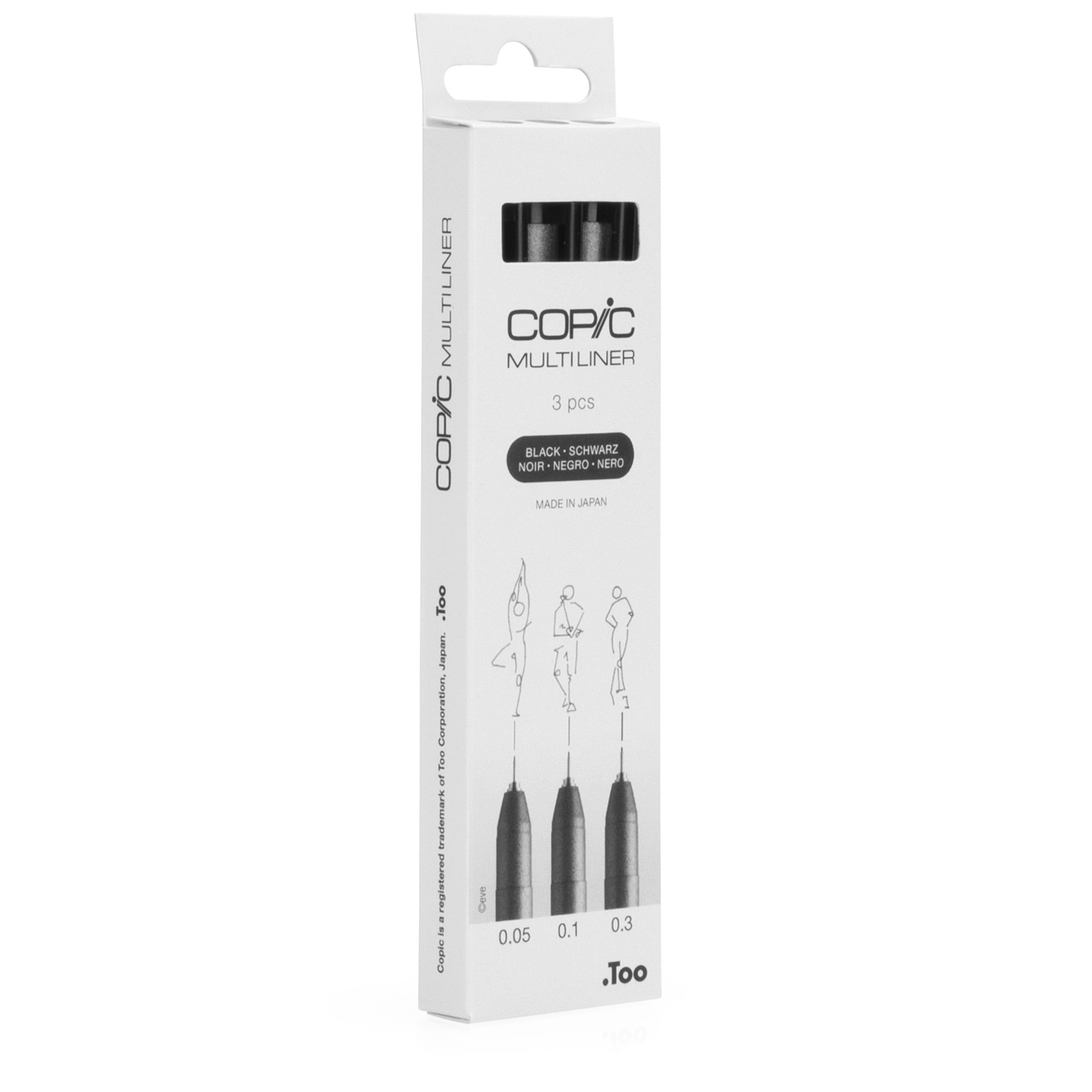 COPIC Multiliner Fineliner Set 0.05 + 0.1 + 0.3 mm 3 St. Schwarz