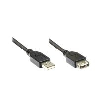 Verlängerungskabel USB 2.0 , Stecker A an Buchse A, schwarz, 3m, Premium, Good Connections® (2511-P3S)