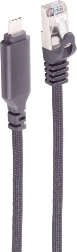 shiverpeaks ®--USB-C LAN Adapterkabel 1G, USB Typ C Stecker auf RJ45, ALU, schwarz, 7,5m (BS14-51065)