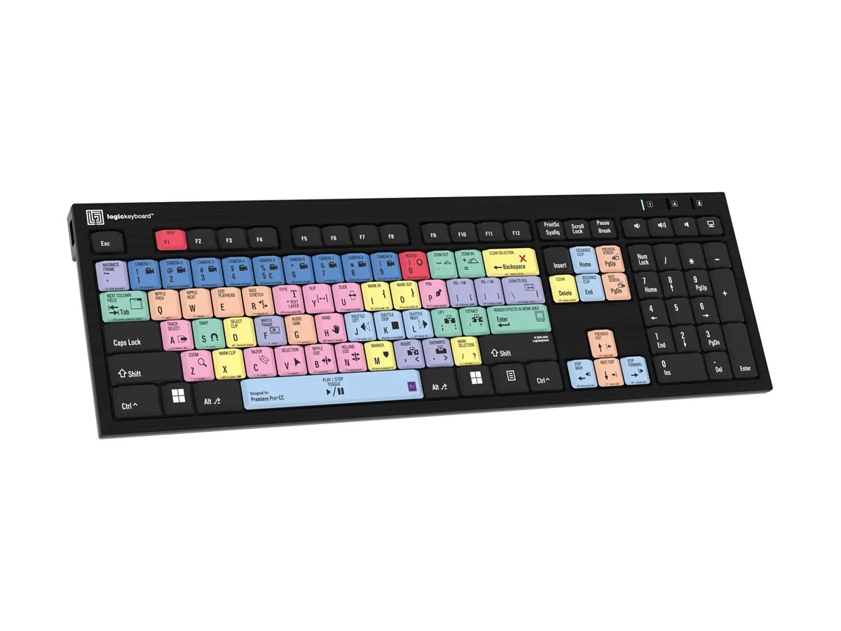LogicKeyboard Nero Slim Line Adobe Premiere Pro CC Tastatur USB QWERTZ Deutsch Schwarz Mehrfarbig
