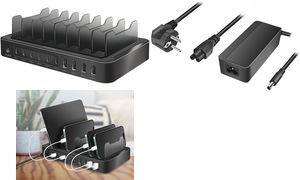 LogiLink USB-Ladestation, 4x USB-A & 6x USB-C, 120 Watt gleichzeitiges Laden von zu 10 USB-Geräten, Eingang: 9-21 V - 1 Stück (PA0327)