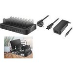 LogiLink USB-Ladestation, 4x USB-A & 6x USB-C, 120 Watt gleichzeitiges Laden von zu 10 USB-Geräten, Eingang: 9-21 V - 1 Stück (PA0327)