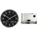 UNiLUX Wanduhr WETTY, Durchmesser: 300 mm, schwarz mit Thermometer für Innenräume und Hygrometer, Gehäuse aus - 1 Stück (400140807)