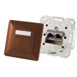 S/CONN maximum connectivity Netzwerkdose-cat.6A Netzwerkdose 2-Fach designfähig, horizontale Kabelführung, Zentralstück inkl. Abdeckrahmen, braun (74280-BR)