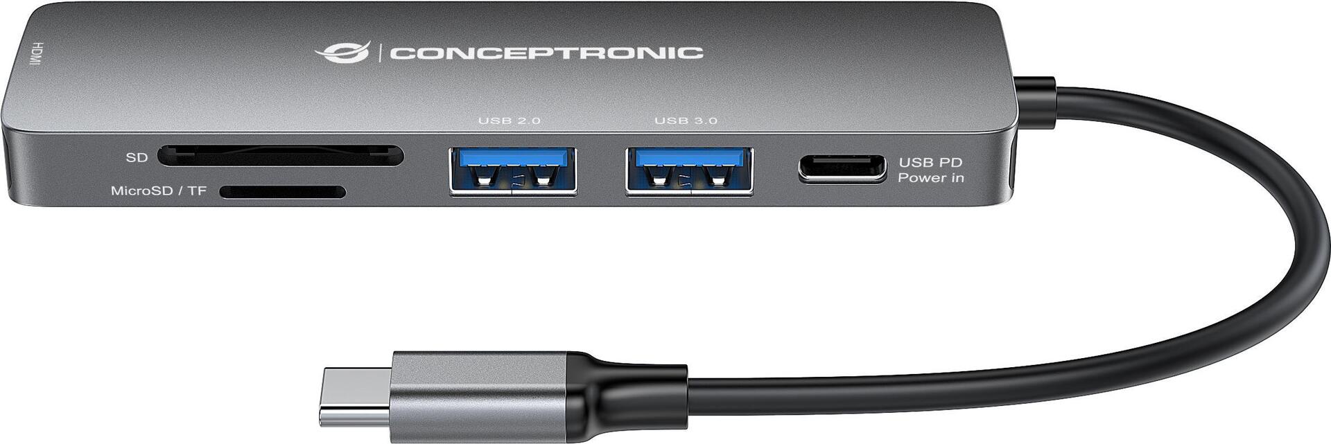 Conceptronic DONN Multifunktionaler 6-in-1 USB Adapter-Hub (DONN11G)