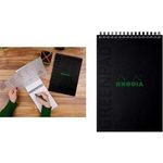 RHODIA Spiralnotizblock GREENPAD, DIN A5+, liniert, schwarz Maße 160 x 210 mm, mit Kopfspirale, Papier 90 g/qm, - 1 Stück (119929C)