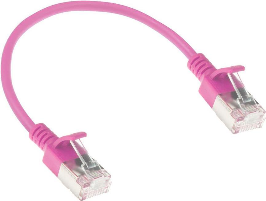 ACT Pink 0.5 meter LSZH U/FTP CAT6A datacenter slimline patch cable snagless with RJ45 connectors (DC7400)