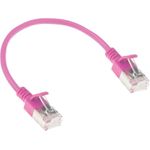 ACT Pink 0.5 meter LSZH U/FTP CAT6A datacenter slimline patch cable snagless with RJ45 connectors (DC7400)