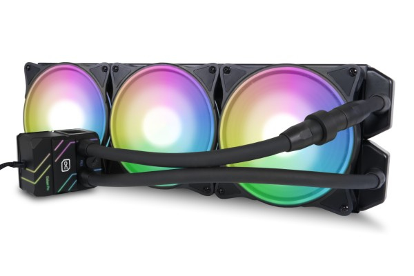 Alphacool Eisbaer Pro Aurora 420 CPU AIO Wasserkühler mit ARGB-Lüftern Schwarz Weiß