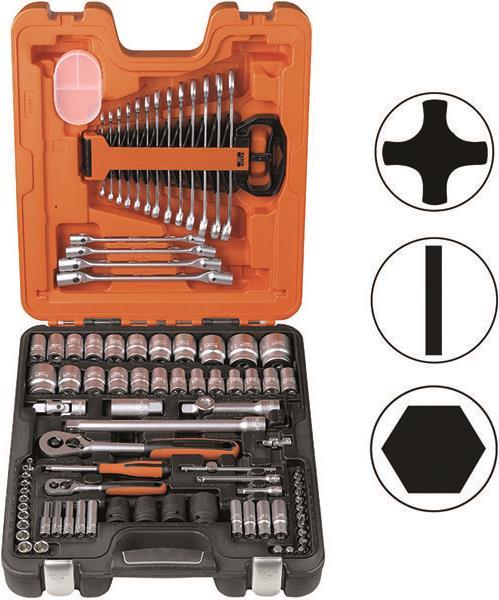 Bahco Steckschlüsselsatz - 94-teilig 0,6 cm (0,25" ) und 1,3 cm (0.5" ) (BAHS877)