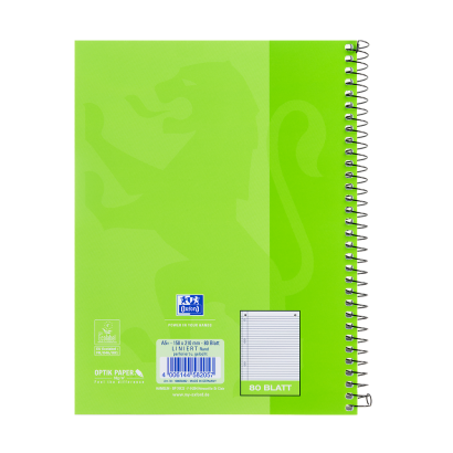 Oxford Collegeblock DIN A5+ 80 Blatt liniert 90 g/m² Grün
