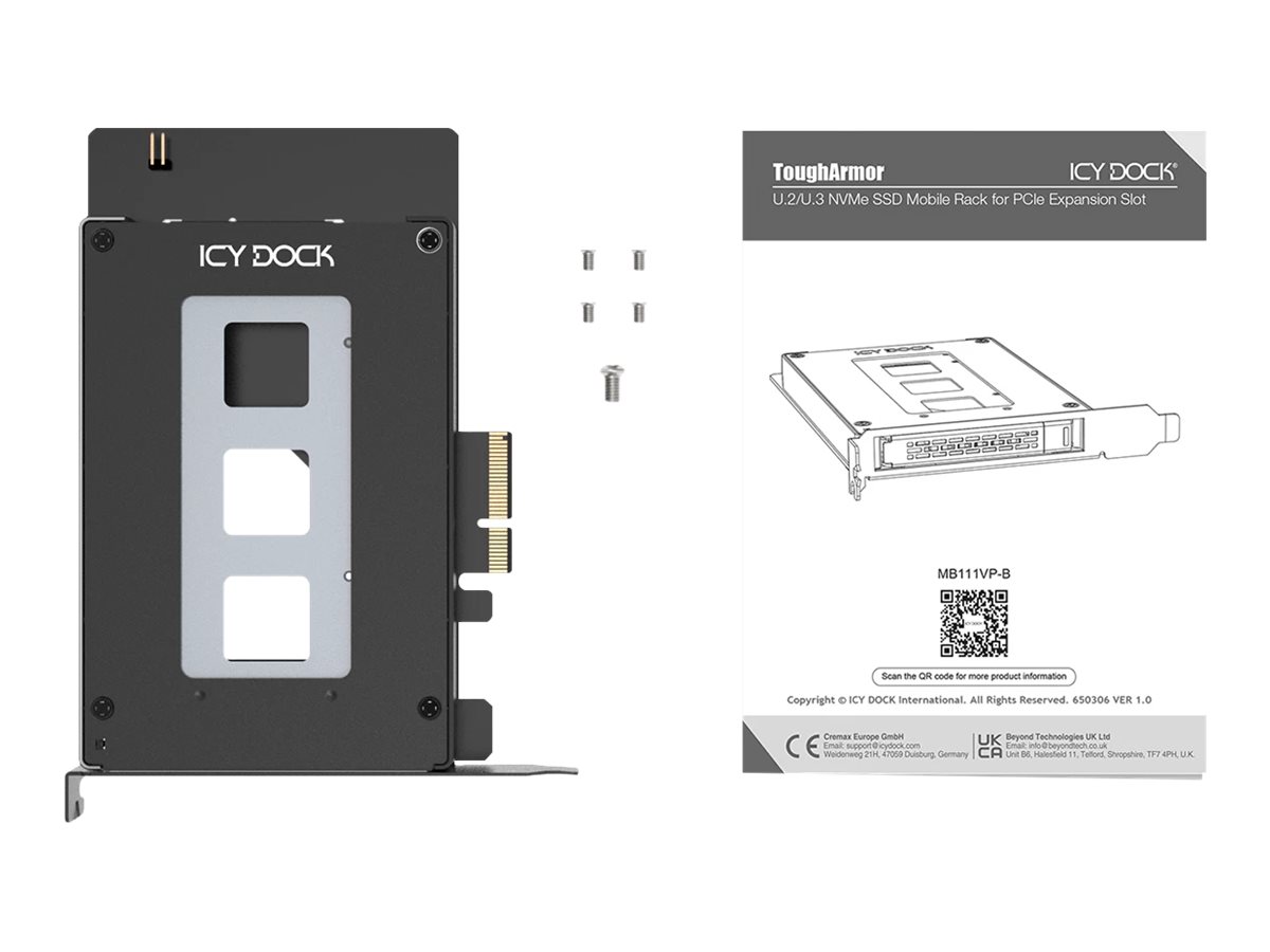 ICY DOCK ToughArmor MB111VP-B Mobiles SSD-Rack U.2/U.3 NVMe PCIe 4.0 x4 Schwarz