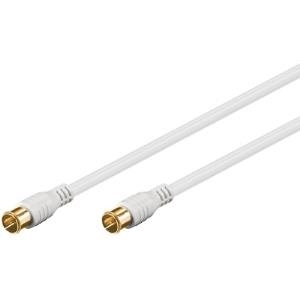 Wentronic Goobay SAT Anschlusskabel, F-Quick, 100% geschirmt, vergoldet, Weiß, 2.5 m - F-Stecker (Quick) <=> F-Stecker (Quick) (62744)