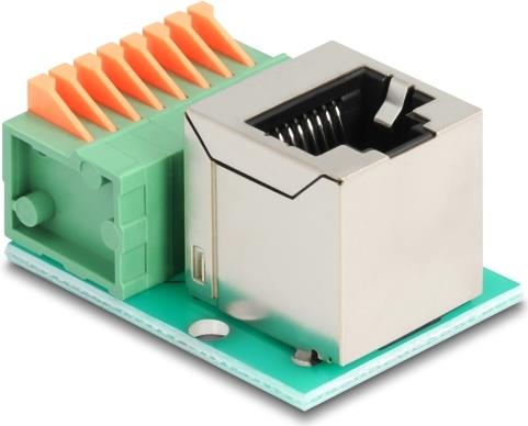 Delock RJ45 Buchse 90° gewinkelt zu Terminalblock mit Drucktaster Cat.5e (90653)