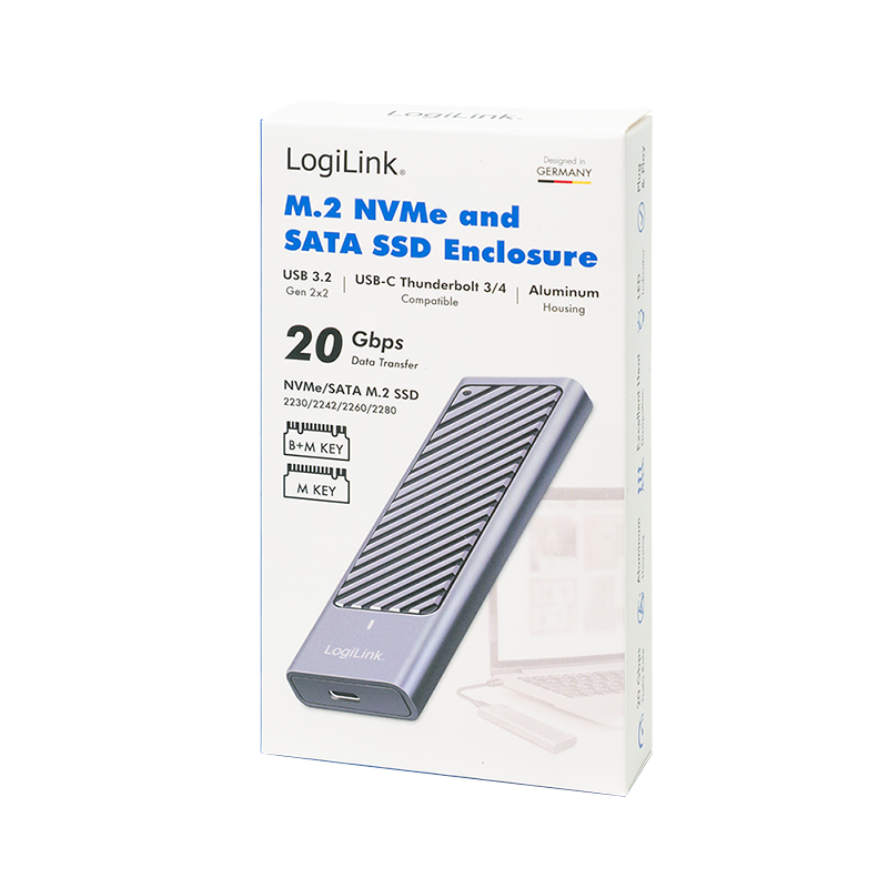 LogiLink UA0435 USB 3.2 Gen 2x2 M.2 SSD-Gehäuse Grau