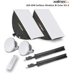 Walimex pro 2X Softbox 40x60cm 60W Bi Color LED I leistungsstarkes Dauerlicht inkl. 2X Stativ, 2X Diffusor & Fernbedienung I Farbtemperatur 3.000 - 6.000 K I Für Profi-Fotos & Videos I CRI 95+ (1023109)