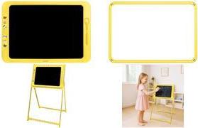 LogiLink LCD Kinderschreib- & Malttafel, 19 Zoll, gelb per Knopfdruck löschbar, wiederbeschreibbar, Sperrschalter - 1 Stück (AA0183)