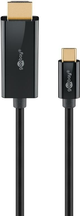 Goobay USB-C -auf-HDMI -Kabel 4K a 60 Hz 1 m schwarz - -Stecker> HDMI (75696)