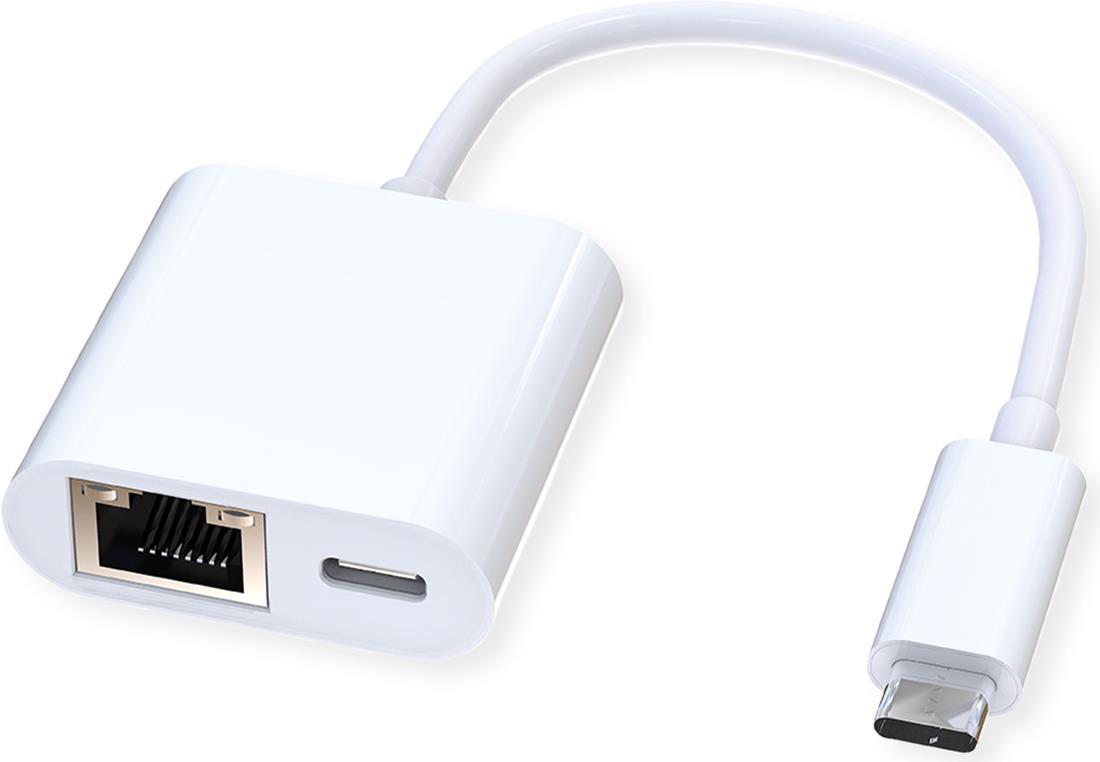 ROLINE USB 3.2 Gen 2 Typ C zu Gigabit Ethernet Konverter + 1x PD Port, 100W (12.02.1100)