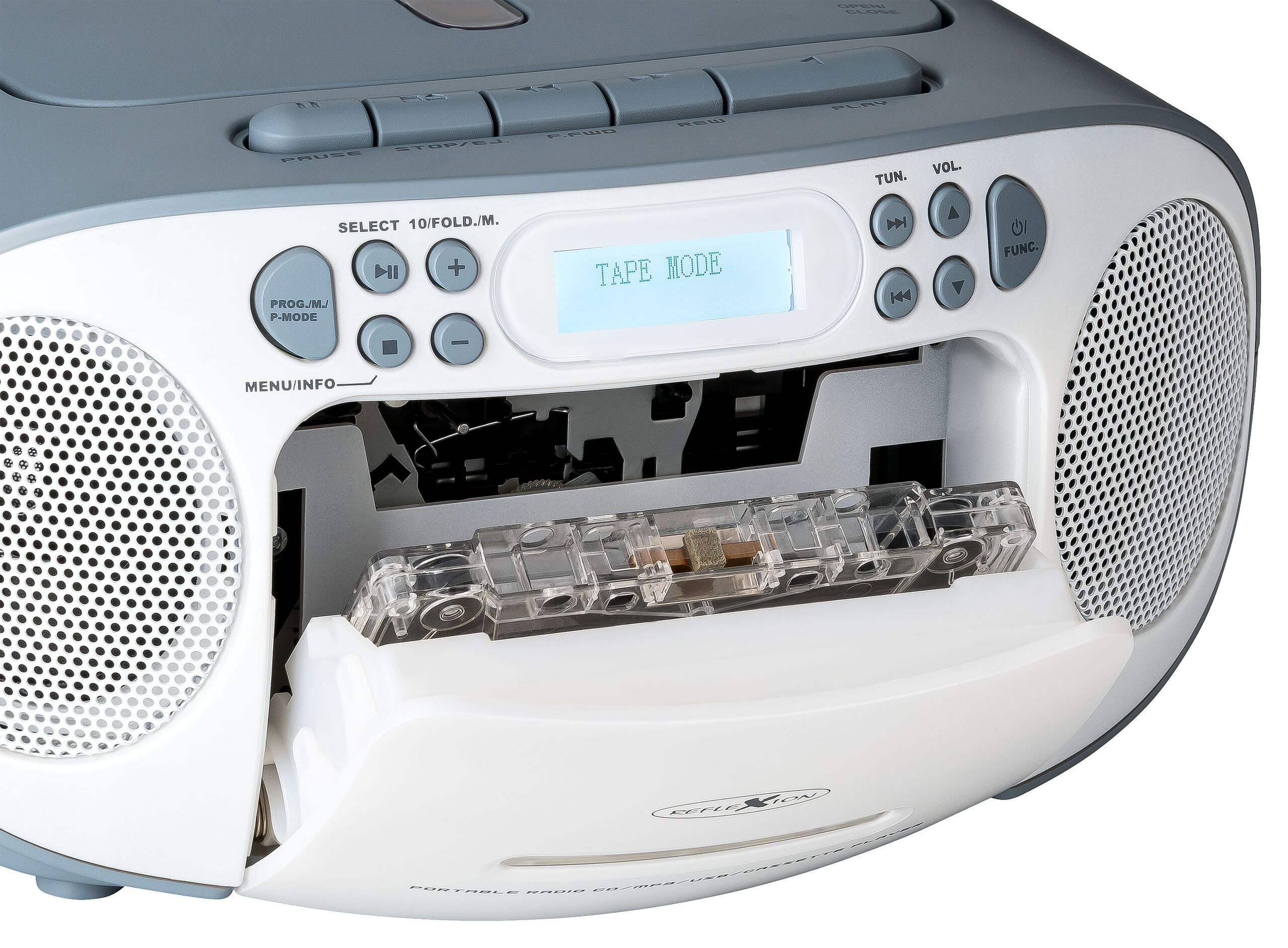 Reflexion RCR2260DAB Tragbarer Radiorecorder DAB+ UKW CD Kassette USB AUX 24 W Blau, Weiß