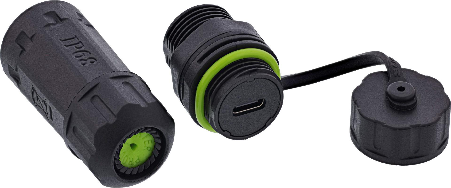 InLine USB-C-Kabelkupplung kurz IP68 2x USB-C Buchse geschirmt (69927M)
