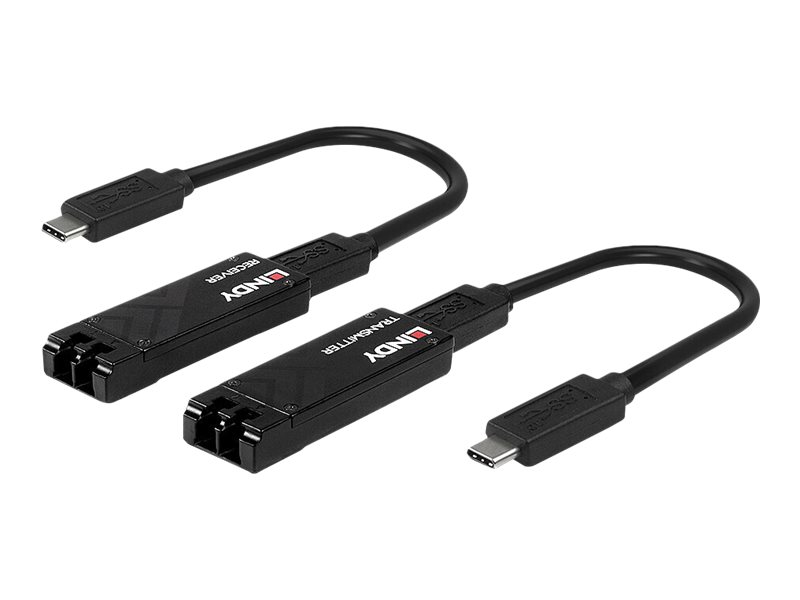 Lindy 43312 USB 3.2 Gen 2 Glasfaser-Extender 100 m Schwarz