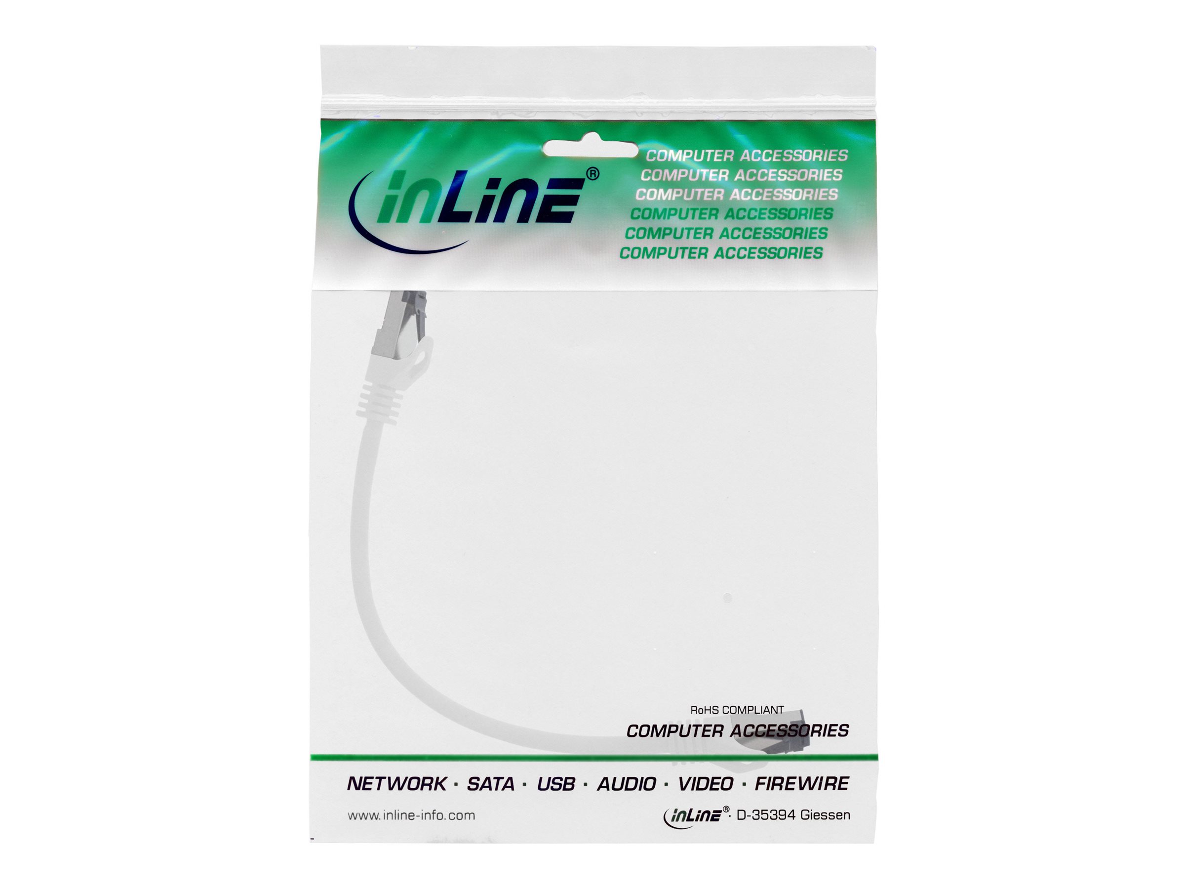 InLine Patchkabel Cat.8.1 S/FTP 2000 MHz 0,25 m Weiß