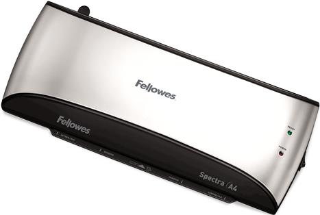 Fellowes Spectra A4. Maximale Laminierungbreite: 23 cm, Vorwärmzeit: 4 min, Maximale Dicke des Dokumentes: 0,125 mm. Breite: 369,9 mm, Tiefe: 161,9 mm, Höhe: 77,8 mm (5737901)