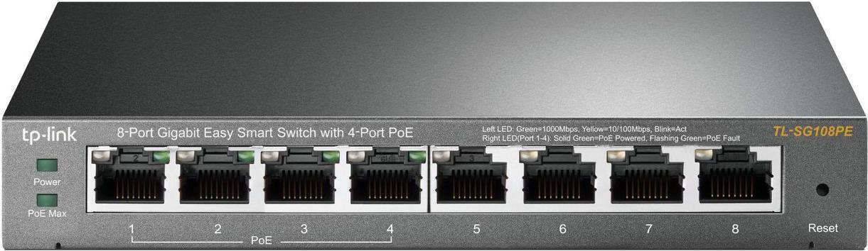 TP-Link Easy Smart TL-SG108PE 8-Port Gigabit PoE+ Switch Schwarz